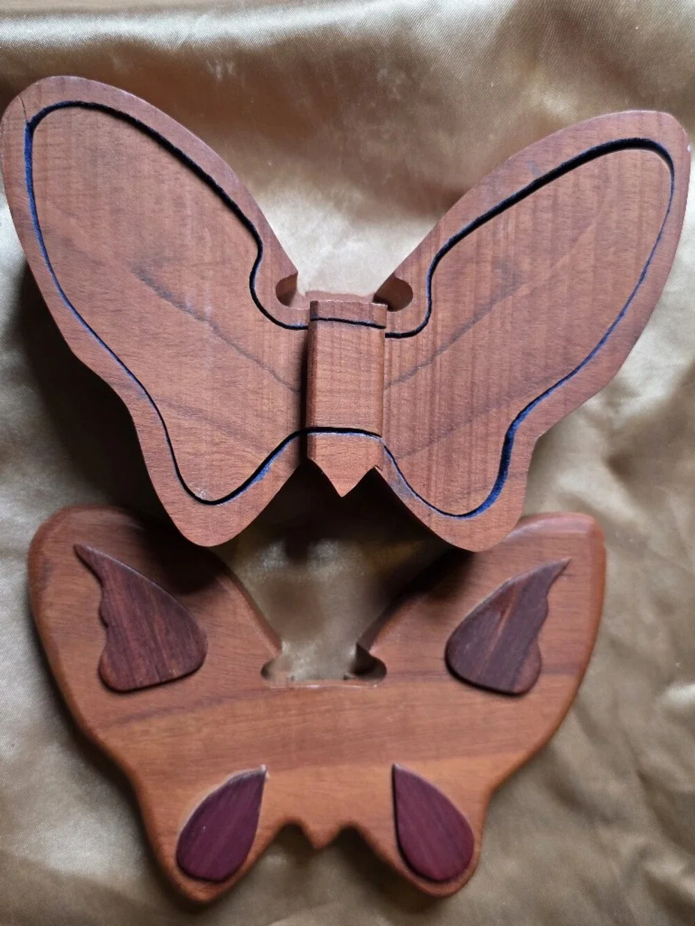 Handmade Wooden Butterfly Puzzle Box - Brown with Mahogany And Rosewood Accents